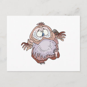 silly wobbly owl postcard