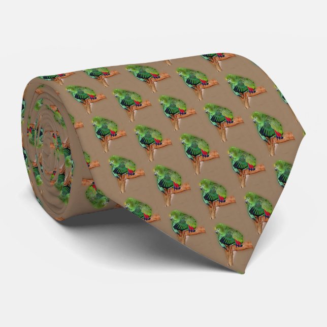 Silly Yellow Naped Amazon Parrot Bird Pattern Tie (Rolled)