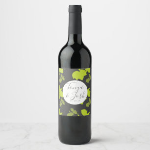 Silo Lemon and Limes Yellow Grey Wedding Wine Label