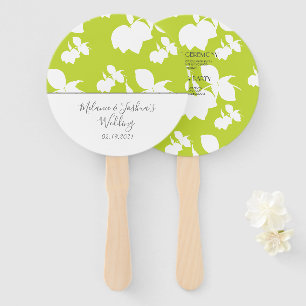 Silohuette Lemon Lime Green Wedding Round Hand Fan