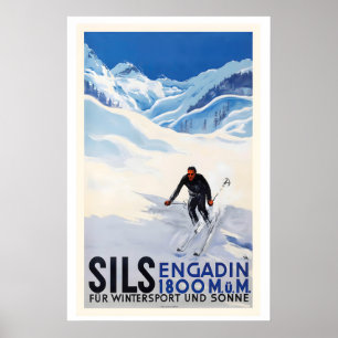 Sils im Engadin Zwitzerland For Winter Sports and Poster
