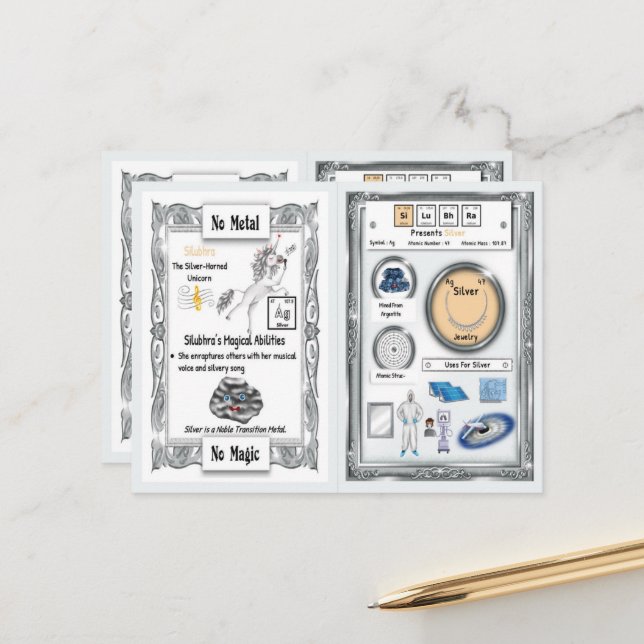 Silubhra - Silver Horn Unicorn Game Card (Front/Back In Situ)