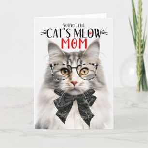 Silve Norwegian Forest Cat for Mum on Mother's Day Holiday Card