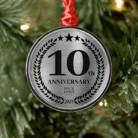Silver 10th Anniversary Business Logo Christmas