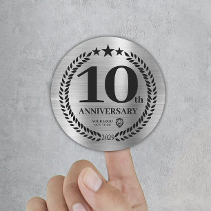 Silver 10th Anniversary Business Logo Sticker