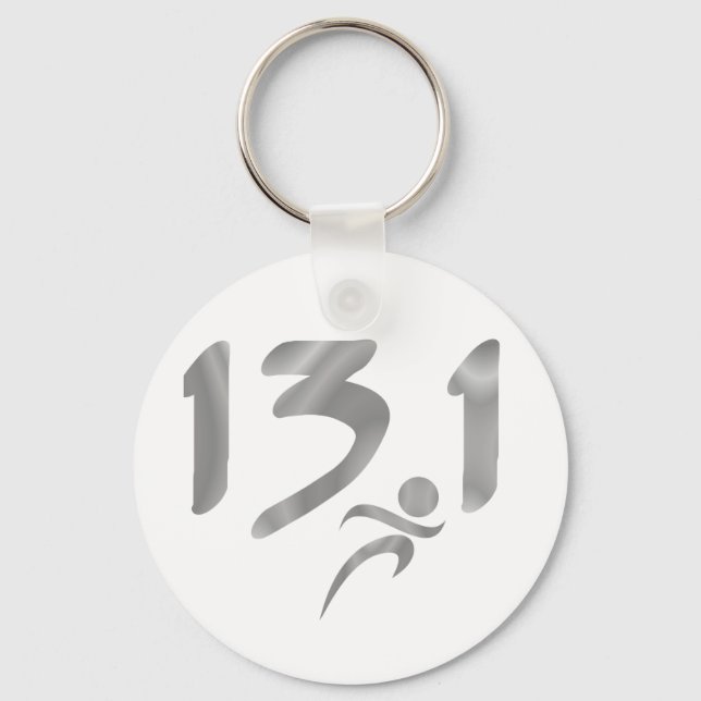 Silver 13.1 half-marathon key ring (Front)