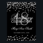 Silver 18th Birthday Faux Glitter Confetti Black Poster<br><div class="desc">Elegant 18th Birthday Silver Faux Glitter Confetti Black banner template.</div>