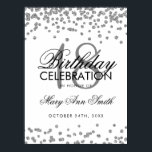 Silver 18th Birthday Faux Glitter Confetti White Poster<br><div class="desc">Elegant 18th Birthday Silver Faux Glitter Confetti White banner template.</div>