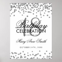 Silver 18th Birthday Faux Glitter Confetti White