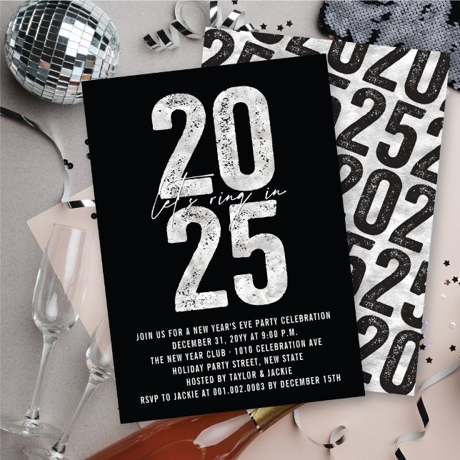 Silver 2025 Ring In The New Year Eve Holiday Party Invitation (Silver 2025 Ring In The New Year Eve Holiday Party Invitation @ fat_fa_tin)