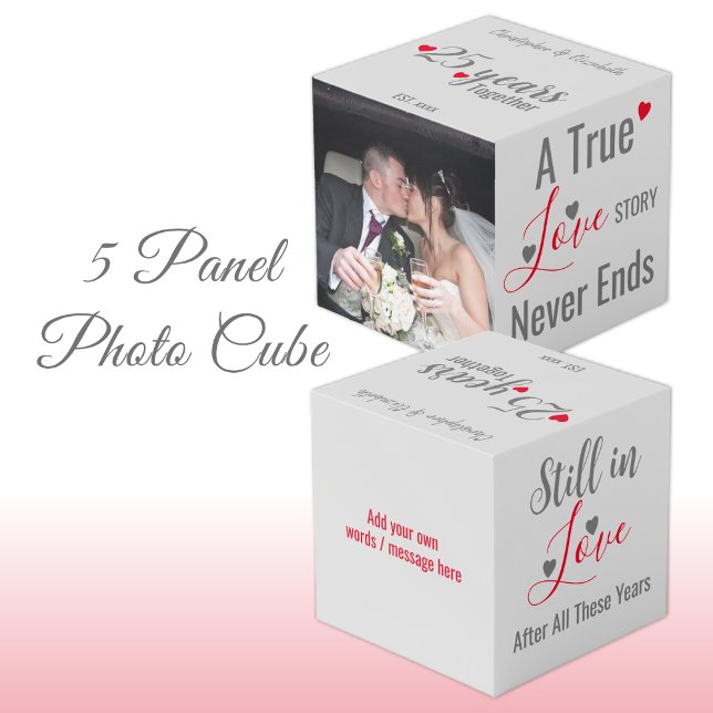 Silver 25 years anniversary red photo cube (Creator Uploaded)