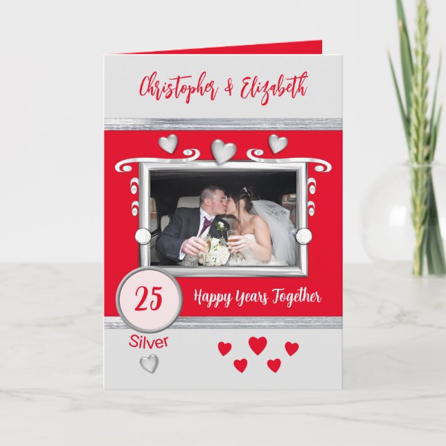Silver 25th anniversary add photo names red card (Front)