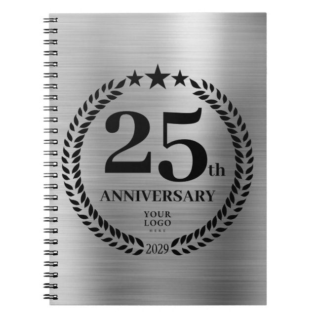 Silver 25th Anniversary Business Logo Notebook (Front)