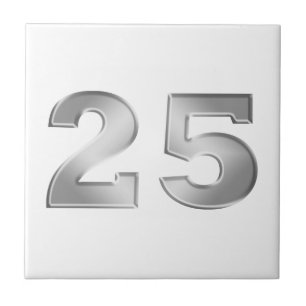 Silver 25th Anniversary Ceramic Tile