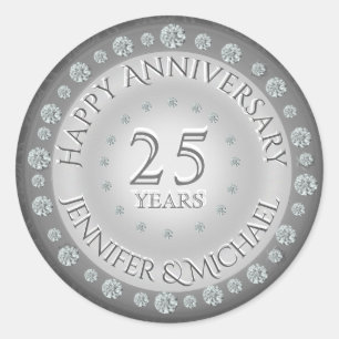 Silver 25th Anniversary Classic Round Sticker