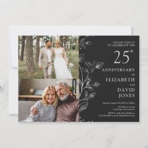 Silver 25th Wedding Anniversary 2 Photo Invitation