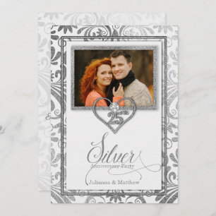 Silver 25th Wedding Anniversary Custom Photo Invitation