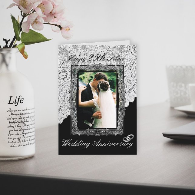 Silver 25th Wedding Anniversary Elegant Card (Creator Uploaded)