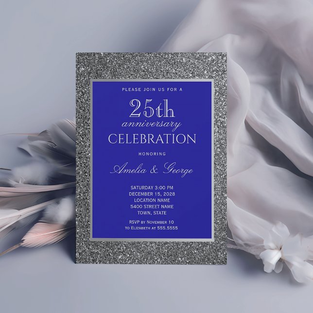 Silver 25th Wedding Anniversary Invitation (Creator Uploaded)