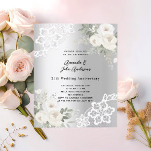 Silver 25th wedding anniversary invitation