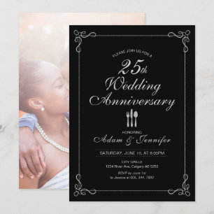 Silver 25th Wedding Anniversary Invitation Card