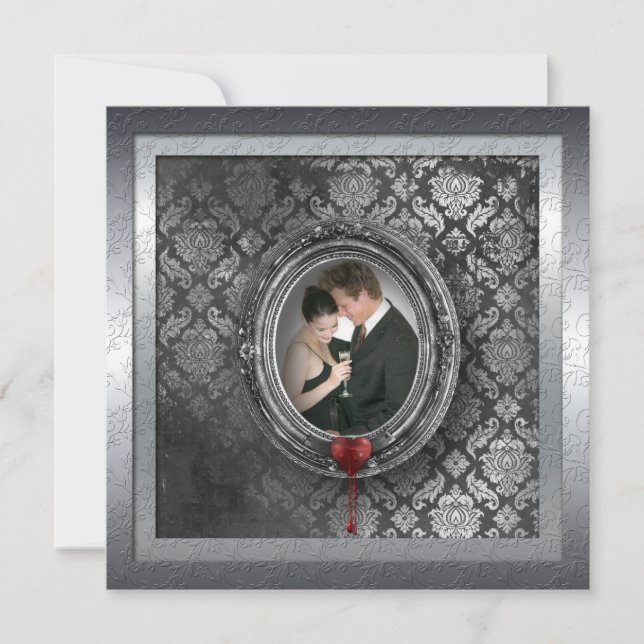 Silver 25th Wedding Anniversary Party Invitation (Front)