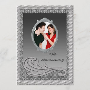 Silver 25th Wedding Anniversary Party Invitation