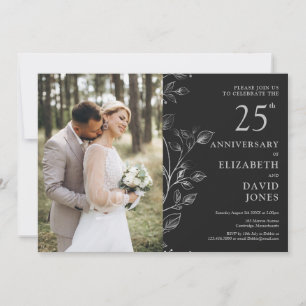Silver 25th Wedding Anniversary Photo Invitation