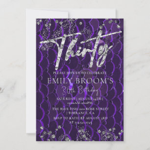 SILVER 30th Birthday Purple For her Invitation