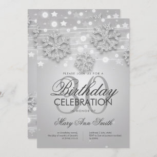 Silver 30th Birthday Winter Glitter Glam Invitation