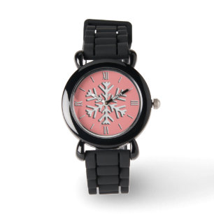 Silver 3-d snowflake, Customisable Background Watch