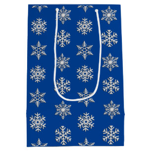 Silver 3-d snowflakes, Customisable Background Medium Gift Bag