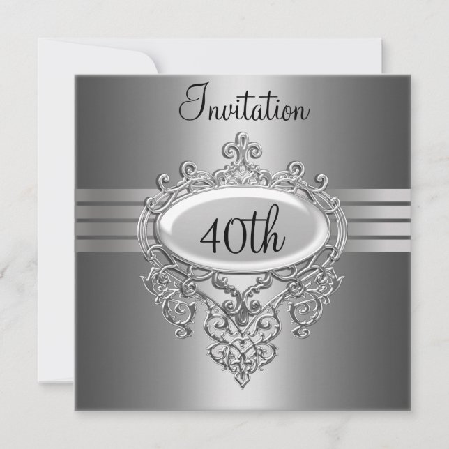 Silver 40th Birthday Party Invitation any Occasion (Front)
