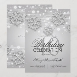 Silver 40th Birthday Winter Glitter Glam Invitation