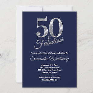 Silver 50 and Fabulous Birthday Invitation