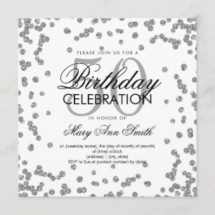 Silver 50th Birthday Elegant Glitter Confetti Invitation