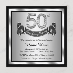 Silver 50th Birthday Party Invitation