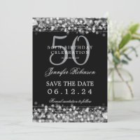 Silver 50th Birthday Save the Date w/ Details
