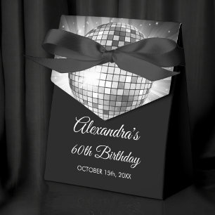 Silver 60th Birthday Party 70's Disco Ball Favour Box