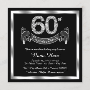 Silver 60th Birthday Party Invitation