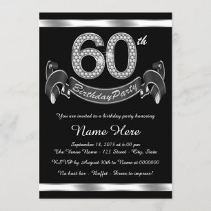 Silver 60th Birthday Party Invitation