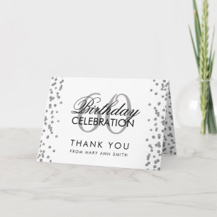 Silver 60th Birthday Thank you Glitter Confetti Card