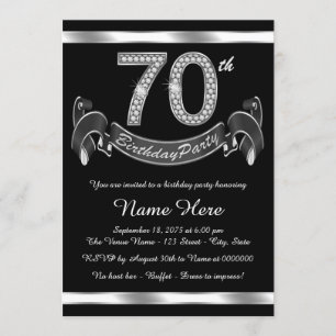 Silver 70th Birthday Party Invitation
