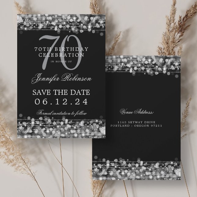 Silver 70th Birthday Save the Date  Invitation (Silver 70th Birthday Save the Date Invitation)
