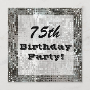 Silver 75th Or Any Age Birthday Party Invitation