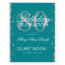 Silver 80th Birthday Guestbook Confetti Teal