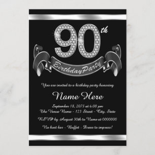 Silver 90th Birthday Party Invitation