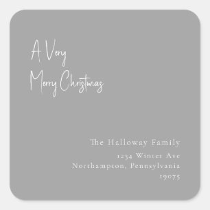 Silver A Very Merry Christmas Square Envelope Seal