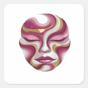 Silver Abstract Art Square Sticker