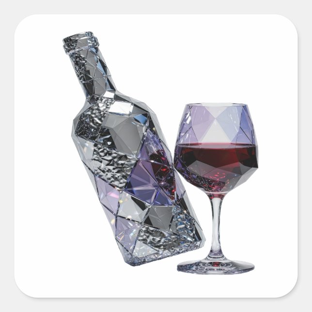 Silver Abstract Art Vinyl Style Square Sticker (Front)